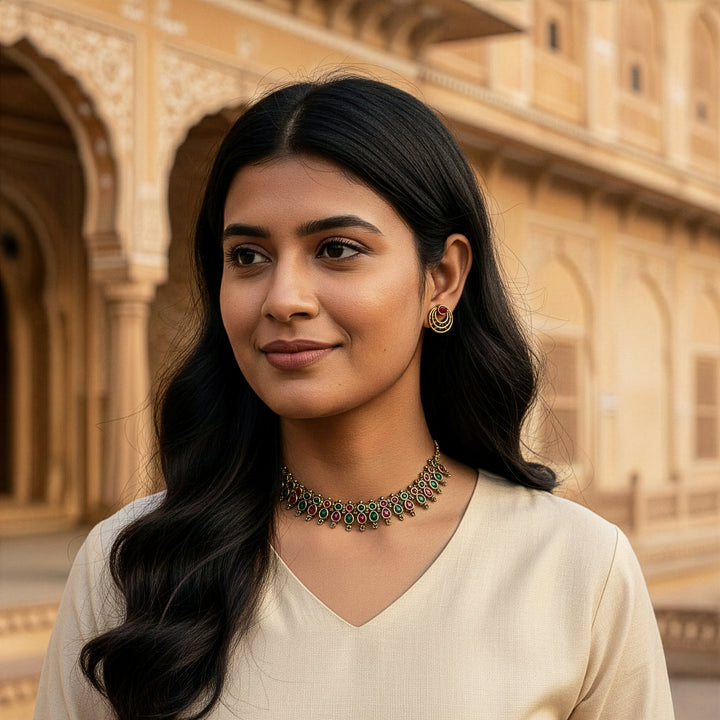 Vintage Matte Gold Plated Necklace Set