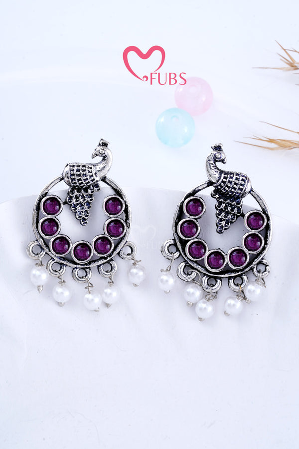 Violet Peacock Stone Radiance Earrings