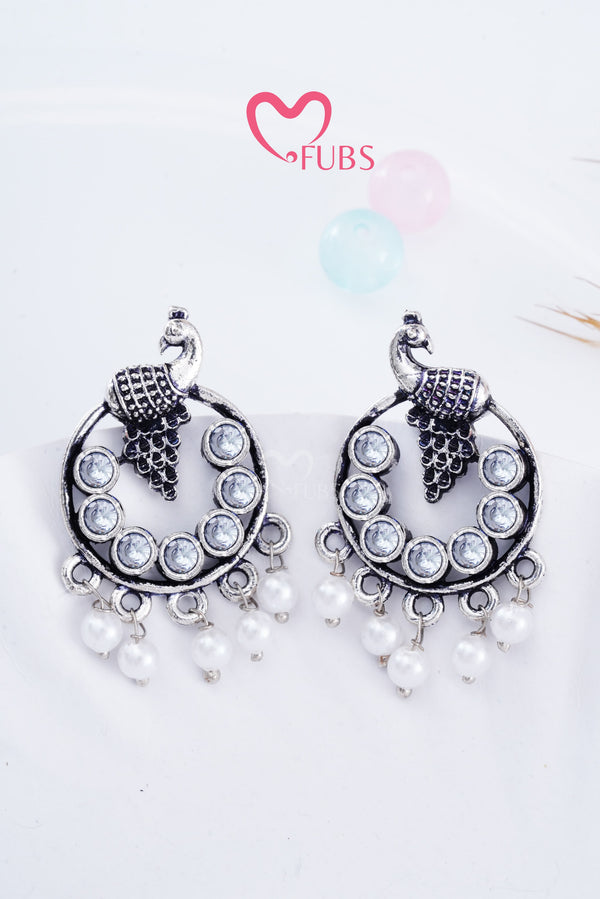 White Peacock Stone Radiance Earrings