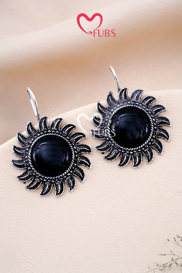 Oxidized Sunburst Ember Glow Earrings