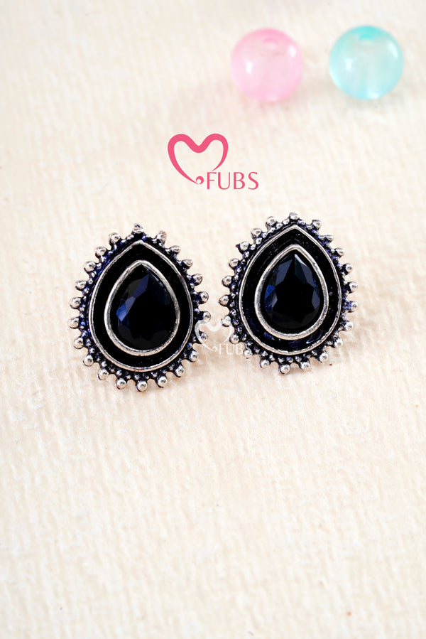 Black Studs Oxidized Earrings