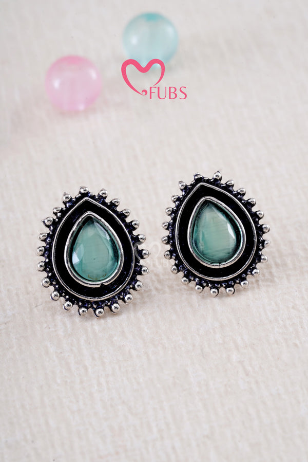 Light Green Studs Oxidized Earrings