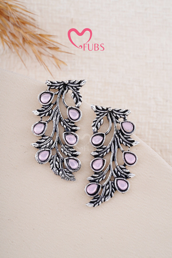 Light Pink Twilight Branches Oxidized Earrings