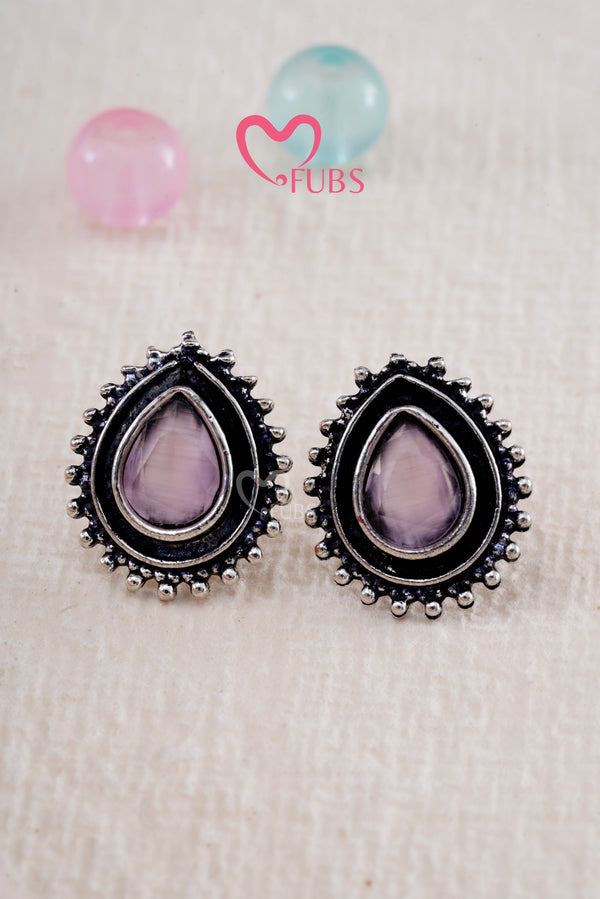 Light Pink Studs Oxidized Earrings