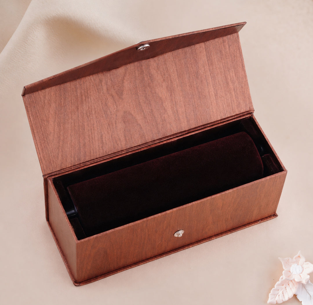 Wooden Bracelet Storage Box with Velvet Roll