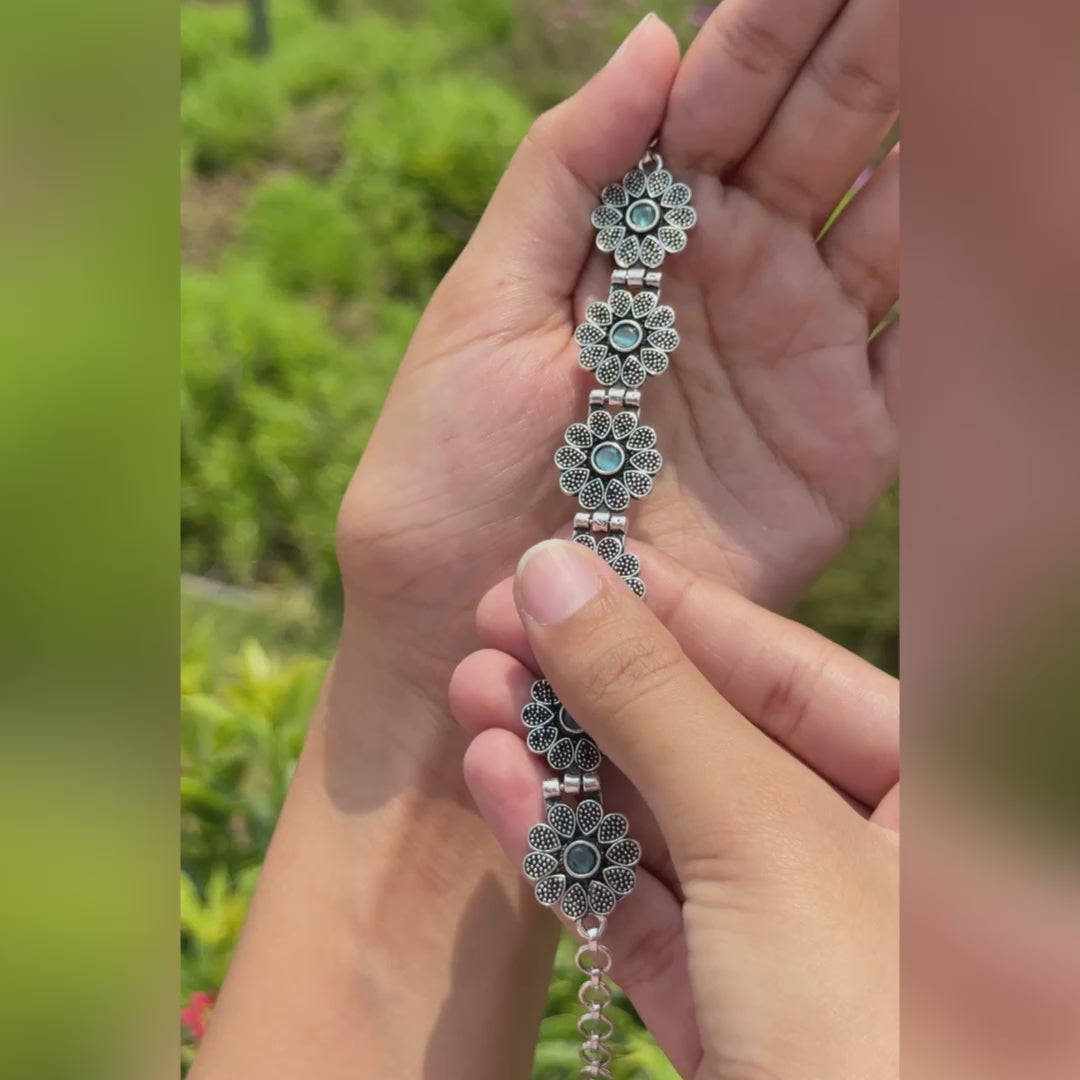 The Desert Bloom Antique Oxidized Floral Bracelet
