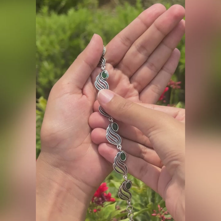 The Emerald Wave Antique Oxidized Bracelet