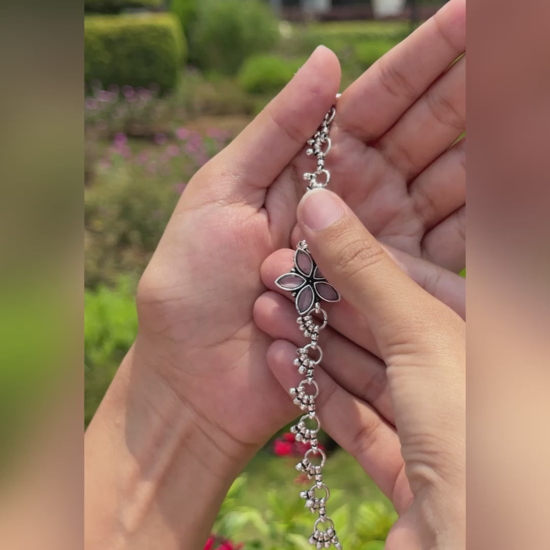 The Blush Blossom Ghungroo Chain Bracelet