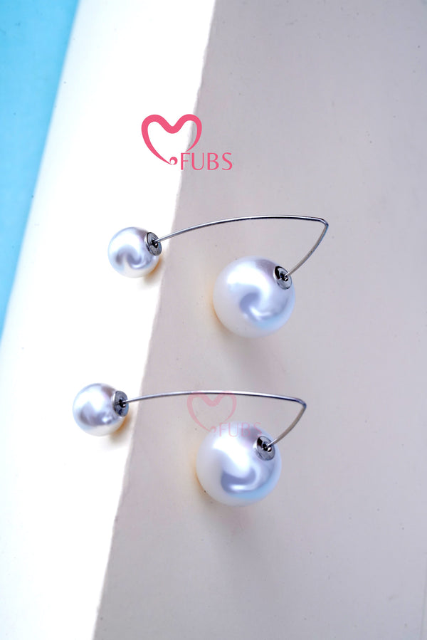 Sterling Silver Marquis White  Pearl Drop Earrings