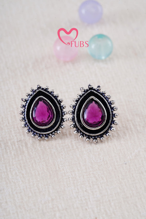 Violet Pretty Oxidized Studs Earrings