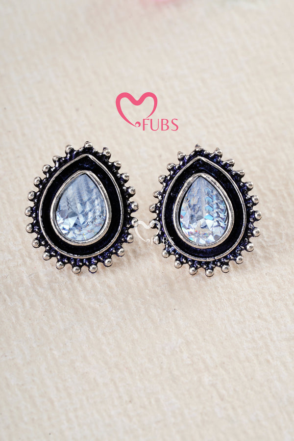 White Studs Oxidized Earrings