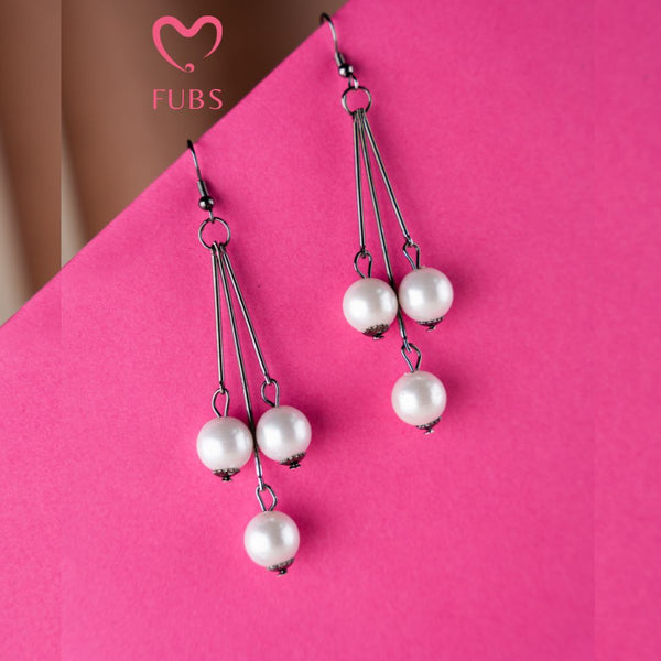 White Pearl Hanging Earrings