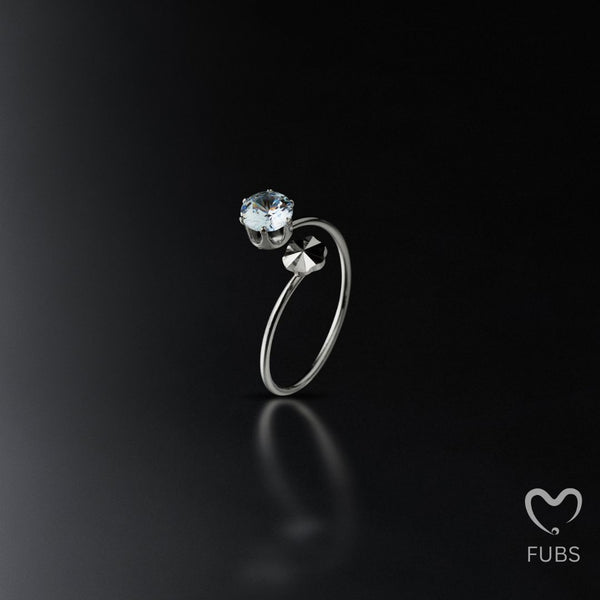 American Diamond Flower Adjustable Ring